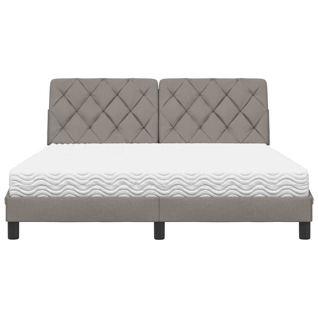 Κρεβάτι με Στρώμα Taupe 160x200 εκ. Υφασμάτινο - Pakobazaar