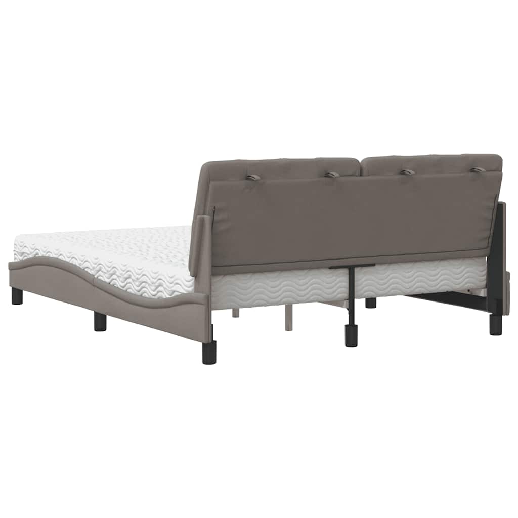 Κρεβάτι με Στρώμα Taupe 160x200 εκ. Υφασμάτινο - Pakobazaar