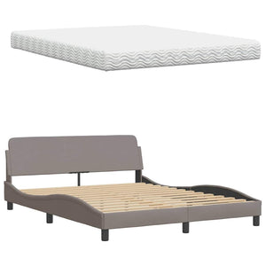 Κρεβάτι με Στρώμα Taupe 160x200 εκ. Υφασμάτινο