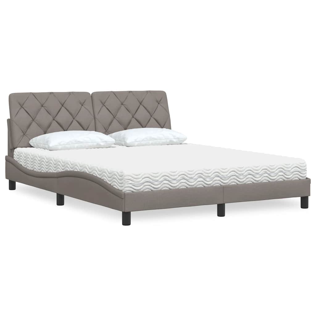 Κρεβάτι με Στρώμα Taupe 160x200 εκ. Υφασμάτινο - Pakobazaar