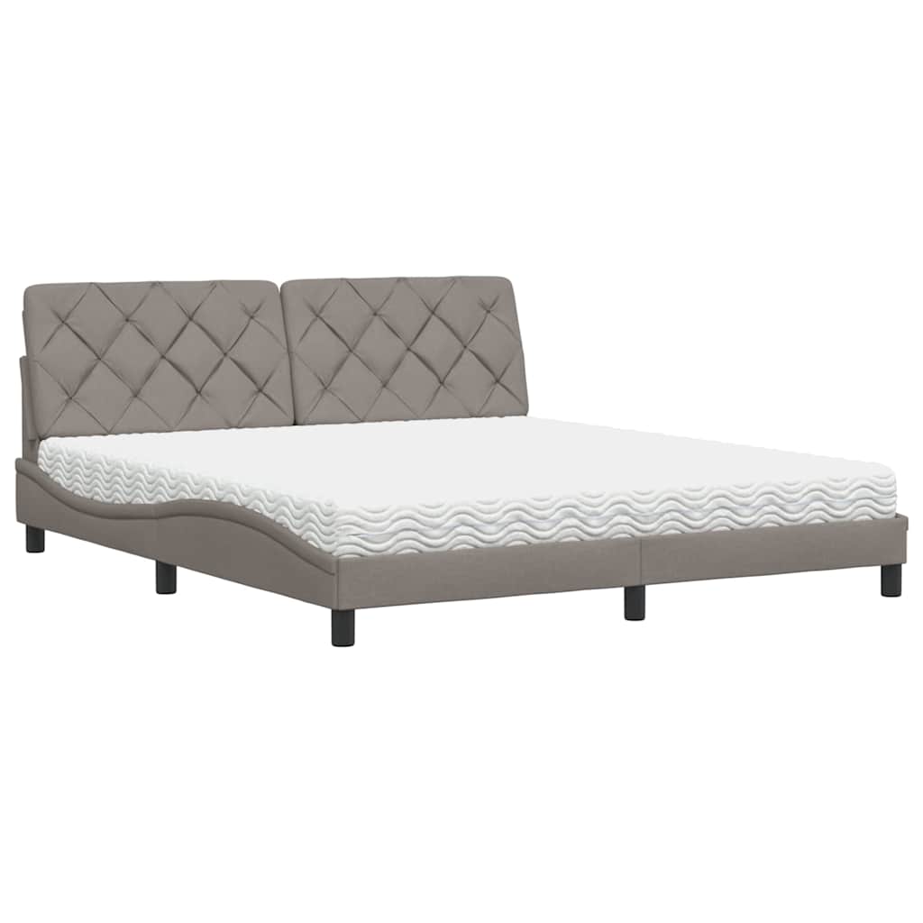 Κρεβάτι με Στρώμα Taupe 180x200 εκ. Υφασμάτινο - Pakobazaar