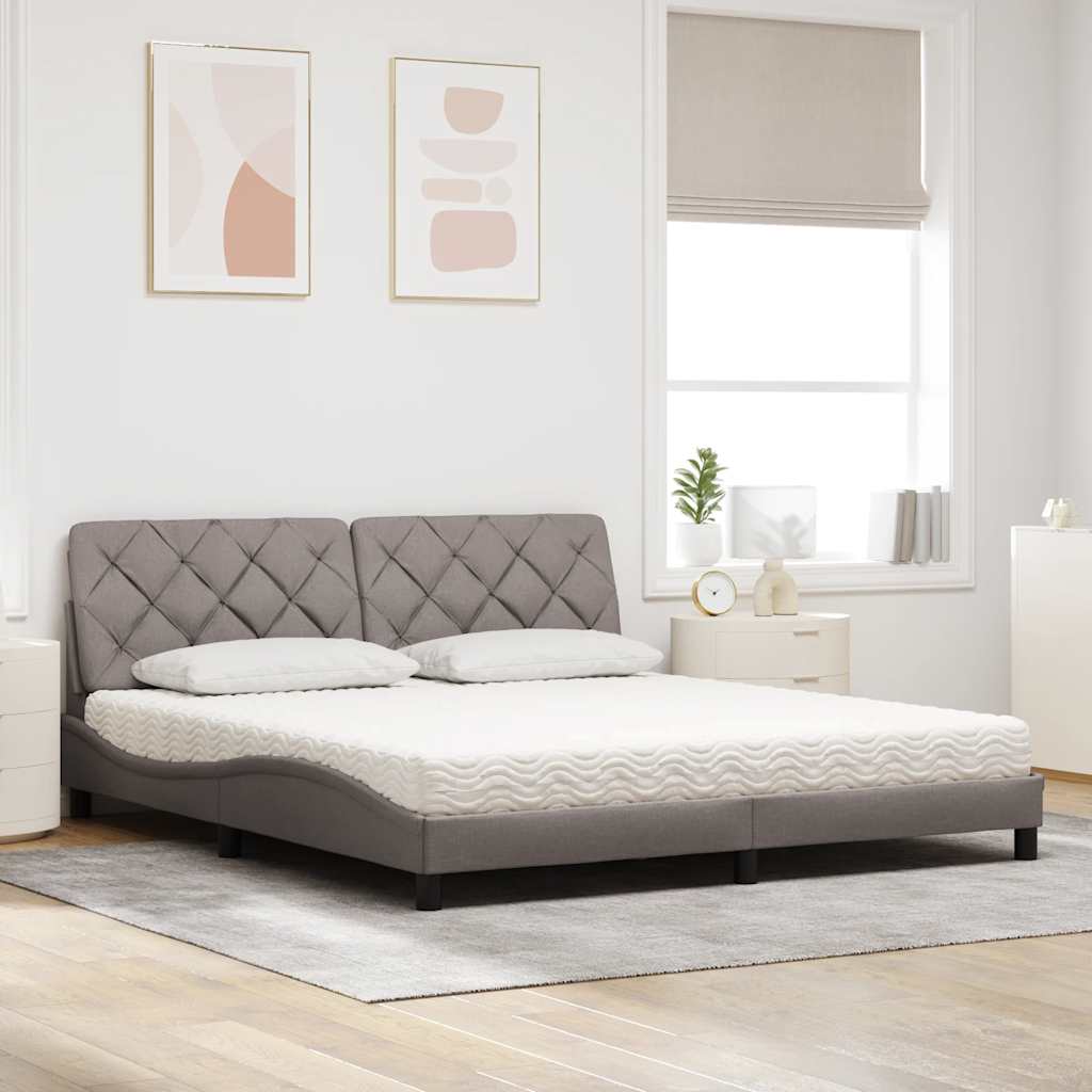 Κρεβάτι με Στρώμα Taupe 180x200 εκ. Υφασμάτινο - Pakobazaar