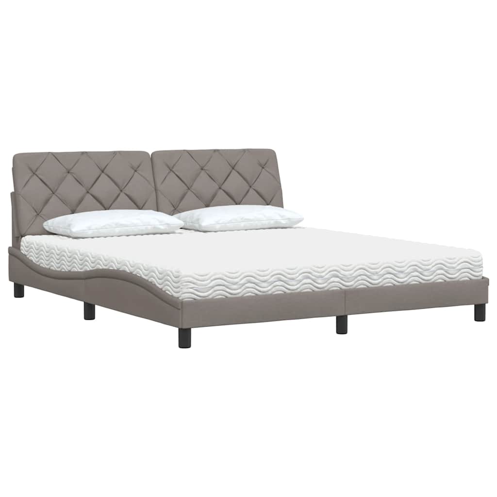 Κρεβάτι με Στρώμα Taupe 180x200 εκ. Υφασμάτινο - Pakobazaar
