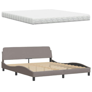 Κρεβάτι με Στρώμα Taupe 180x200 εκ. Υφασμάτινο - Pakobazaar