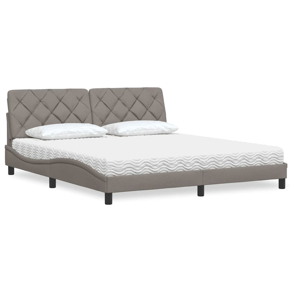 Κρεβάτι με Στρώμα Taupe 180x200 εκ. Υφασμάτινο - Pakobazaar
