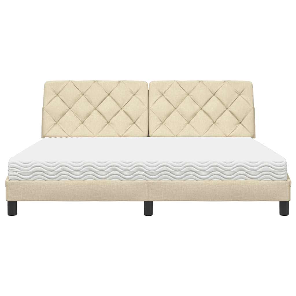 Κρεβάτι με Στρώμα Κρεμ 180x200 εκ. Υφασμάτινο