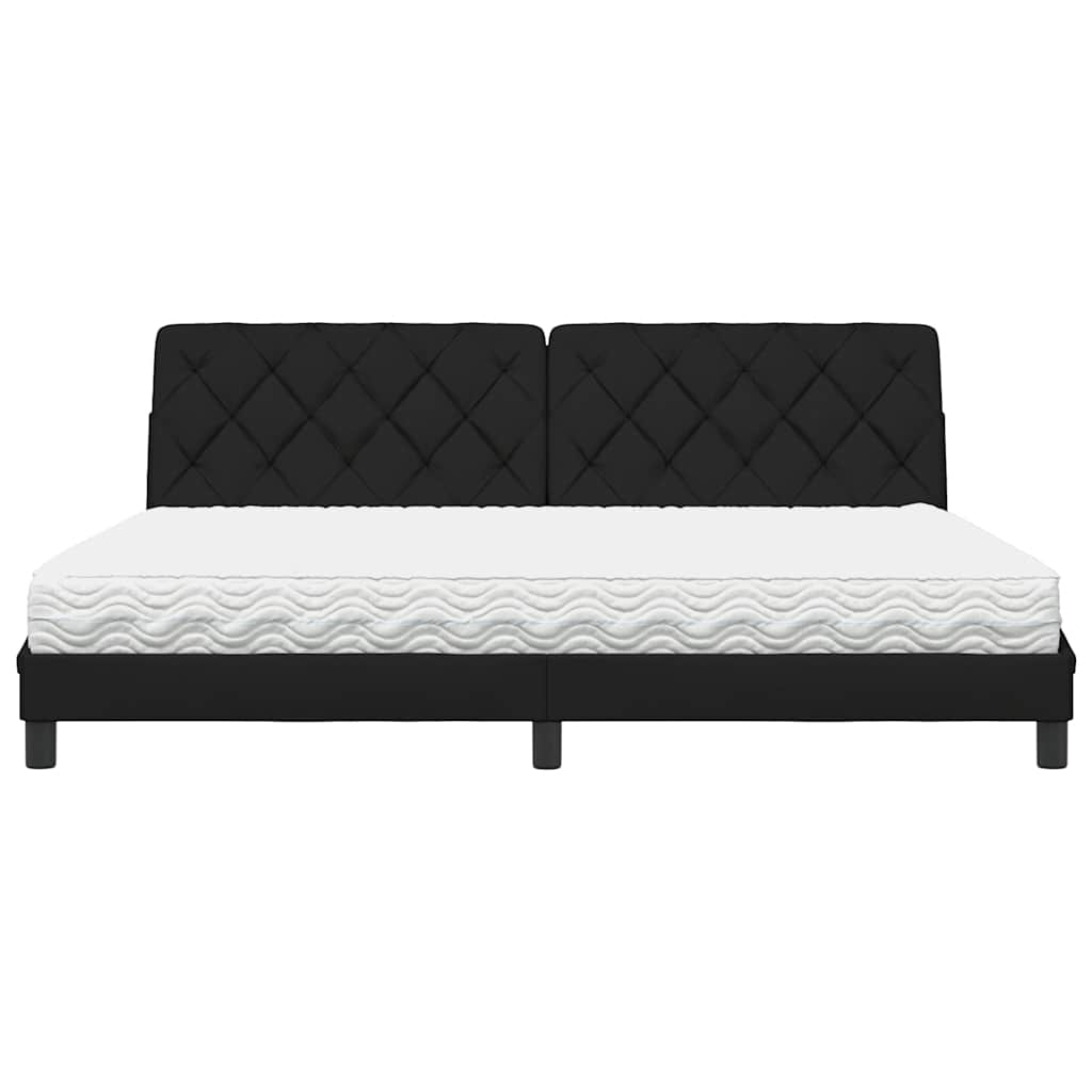 Κρεβάτι με Στρώμα Μαύρο 200x200 εκ. Υφασμάτινο - Pakobazaar