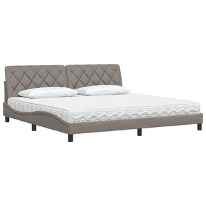 Κρεβάτι με Στρώμα Taupe 200x200 εκ. Υφασμάτινο