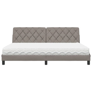 Κρεβάτι με Στρώμα Taupe 200x200 εκ. Υφασμάτινο