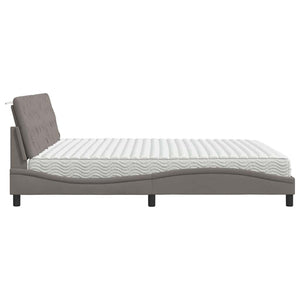 Κρεβάτι με Στρώμα Taupe 200x200 εκ. Υφασμάτινο