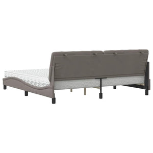 Κρεβάτι με Στρώμα Taupe 200x200 εκ. Υφασμάτινο