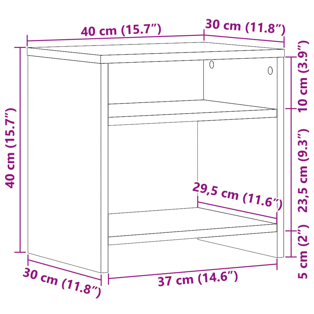 Κομοδίνα 2 τεμ. Όψη Παλαιού Ξύλου 40x30x40 εκ. από Επεξ. Ξύλο - Pakobazaar