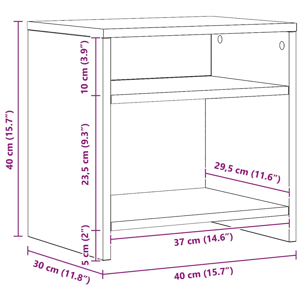 Κομοδίνο Χρώμα Αρτισιανή Δρυς 40 x 30 x 40 εκ. από Επεξ. Ξύλο