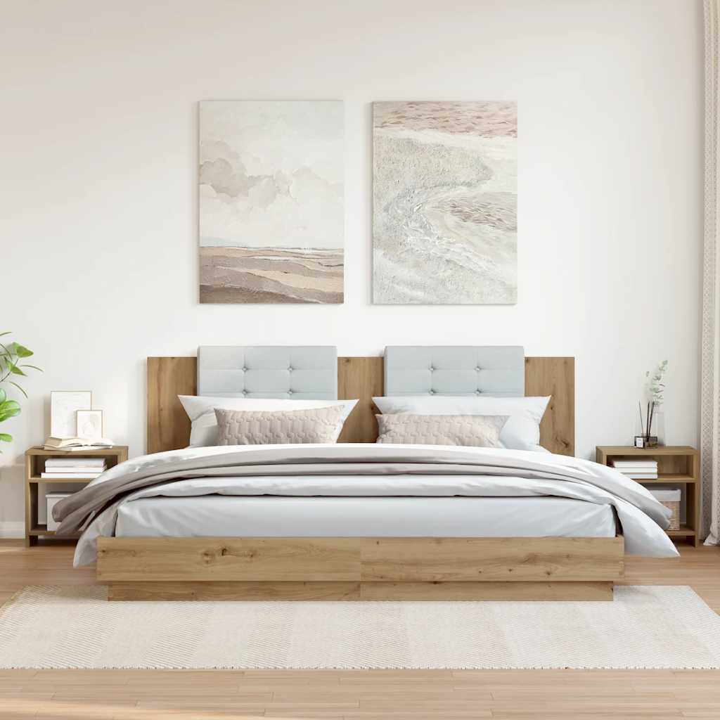Κομοδίνα 2 τεμ. Αρτισιανή Δρυς 40x30x40 εκ. από Επεξεργ. Ξύλο