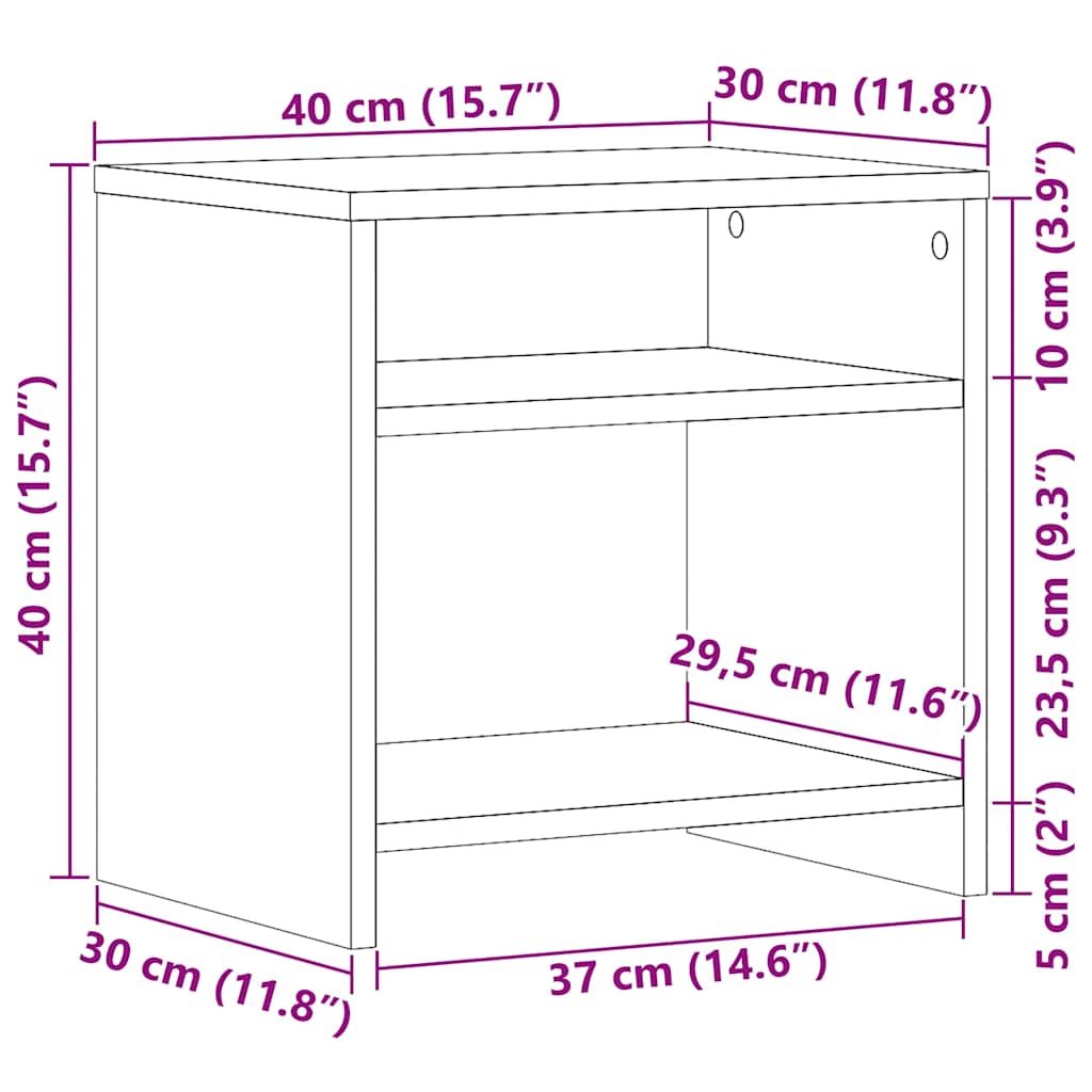 Κομοδίνα 2 τεμ. Αρτισιανή Δρυς 40x30x40 εκ. από Επεξεργ. Ξύλο