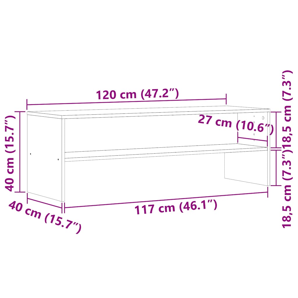 Έπιπλο Τηλεόρασης Όψη Παλαιού Ξύλου 120x40x40 εκ. Επεξ. Ξύλο - Pakobazaar