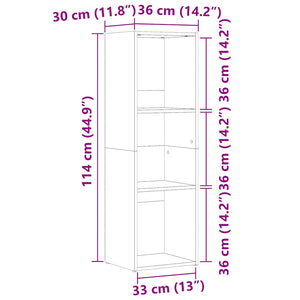 Ντουλάπι βιβλίου Παλιό Ξύλο 36x30x114 cm Μηχανικό Ξύλο - Pakobazaar