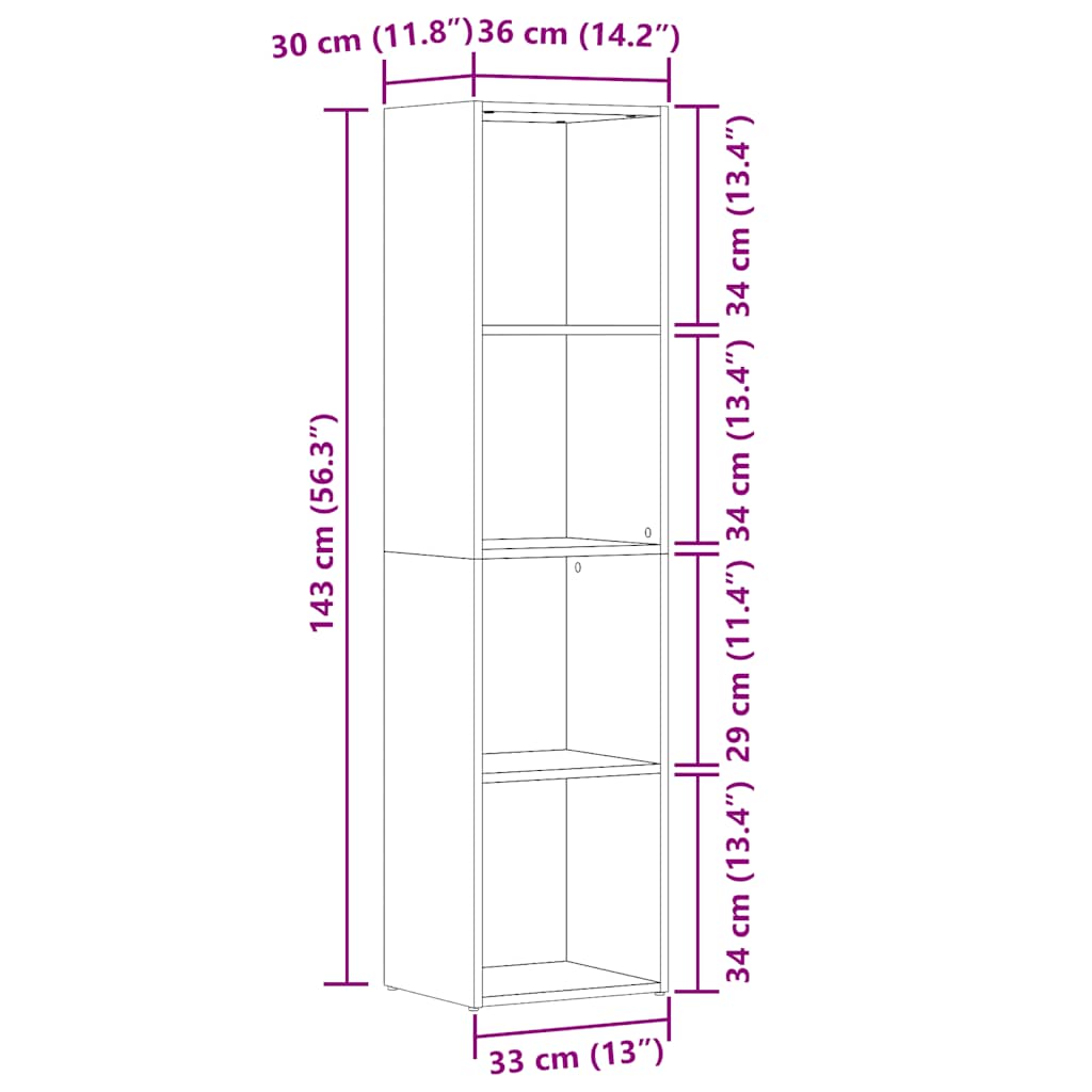 ντουλάπι βιβλίων  Παλιό ξύλο 36x30x143 cm Κατασκευασμένο ξύλο - Pakobazaar