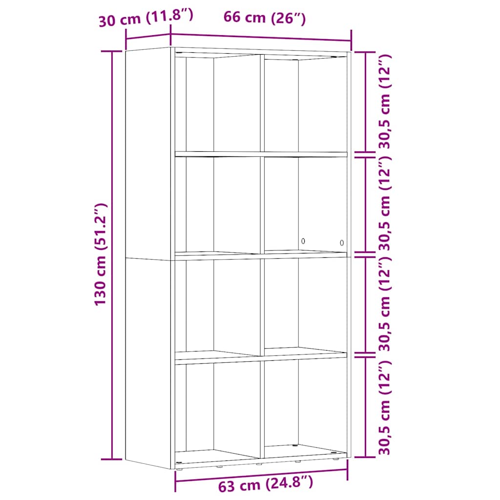 ντουλάπι βιβλίων  Παλιό ξύλο 66x30x130 cm Κατασκευασμένο ξύλο