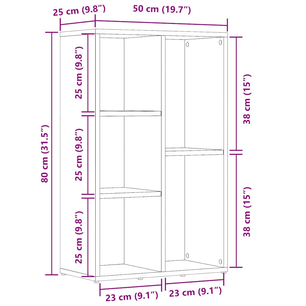 Βιβλιοθήκη Artisan Δρυς 50x25x80 εκ. Επεξεργασμένο Ξύλο