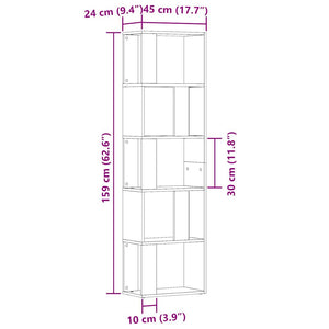 Ντουλάπι βιβλίων Παλιό ξύλο 45x24x159 cm Κατασκευασμένο ξύλο