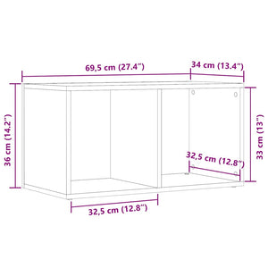 LP Κουτί Αποθήκευσης Όψη Παλαιού Ξύλου 69,5x34x36 εκ. Επεξ.Ξύλο - Pakobazaar
