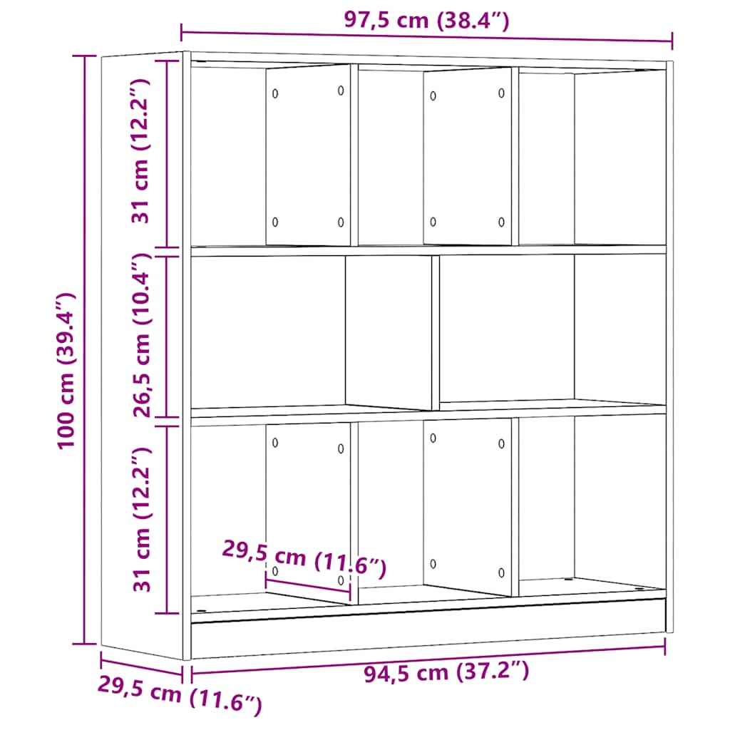 Ντουλάπι βιβλίων Artisan Oak 97,5x29,5x100 cm Ξύλο μηχανής - Pakobazaar