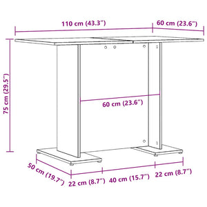Τραπεζαρία Αρτισιανή Δρυς 110x60x75 εκ. από Επεξεργασμένο Ξύλο - Pakobazaar