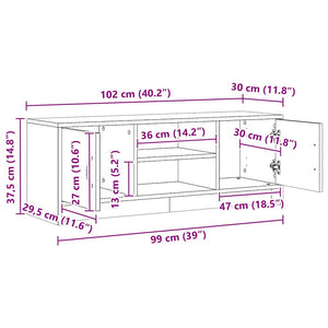 Έπιπλο Τηλεόρασης Αρτισιανή Δρυς 102x30x37,5 εκ Επεξ. Ξύλο