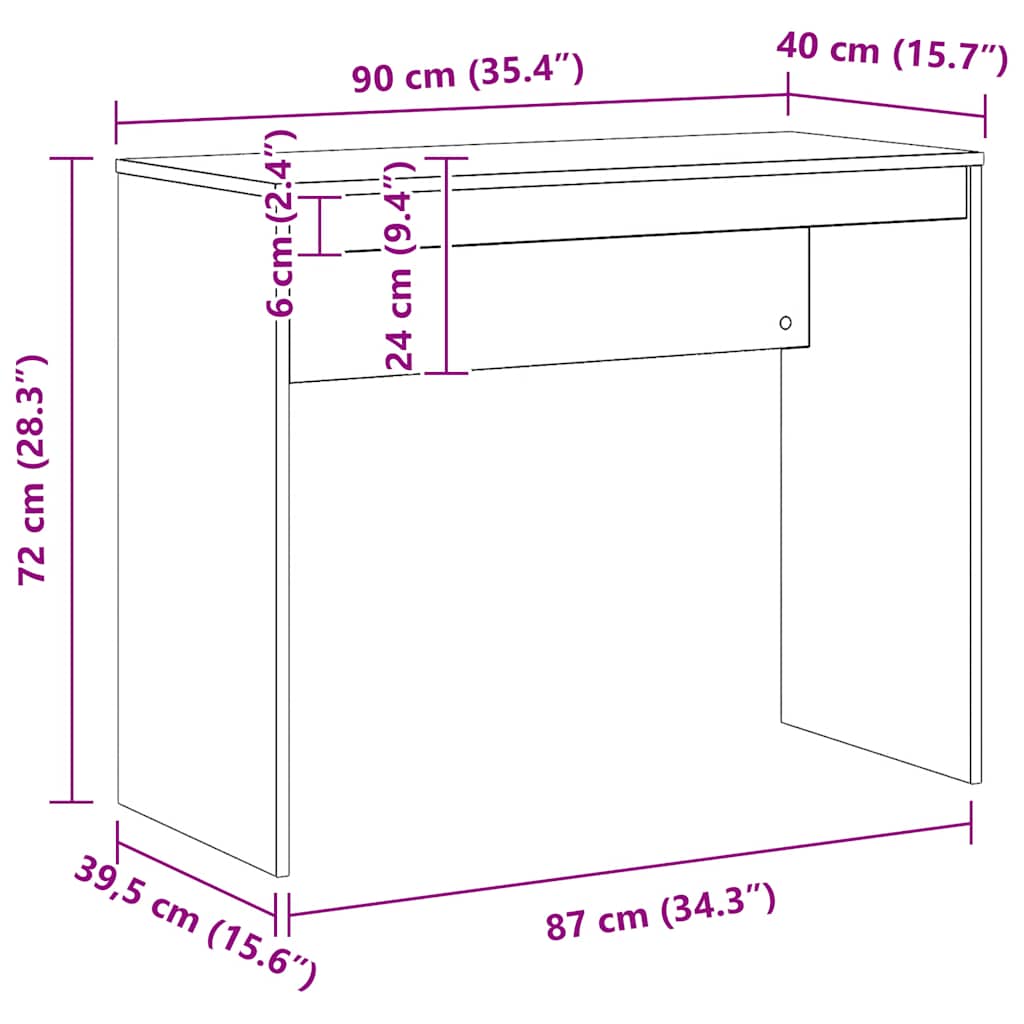Γραφείο Αρτισιανή Δρυς 90x40x72 εκ. από Επεξεργασμένο Ξύλο
