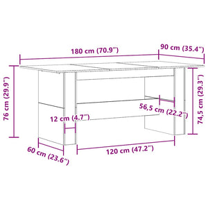 Τραπέζι τραπεζαρίας Παλιό ξύλο 180x90x76 cm Ξύλινη κατασκευή