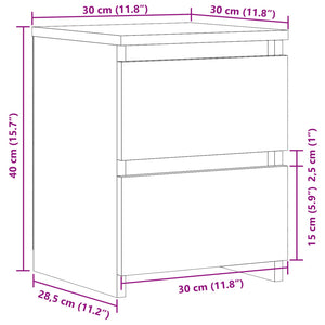 Κομοδίνο Όψη Παλαιού Ξύλου 30 x 30 x 40 εκ. από Επεξ. Ξύλο