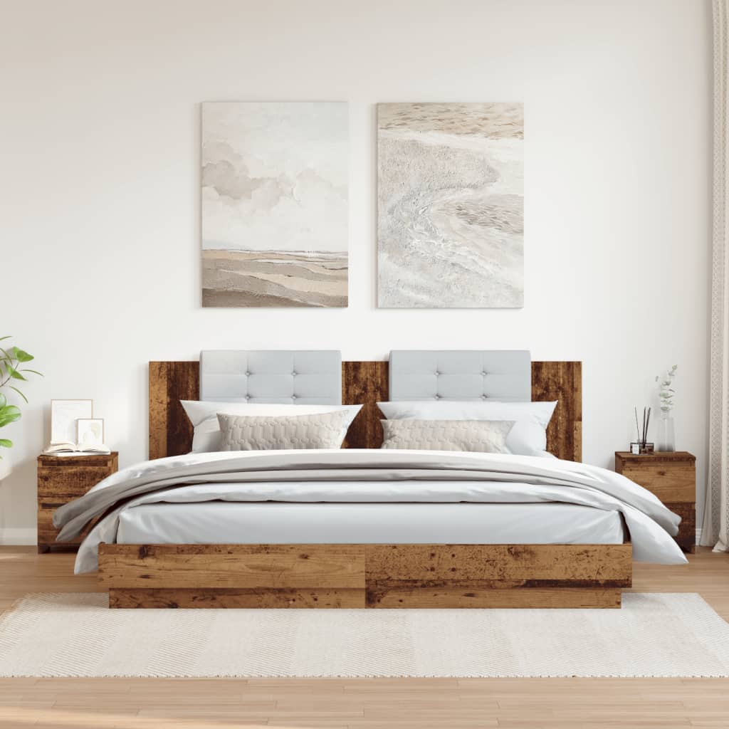 Κομοδίνα 2 τεμ. Όψη Παλαιού Ξύλου 30 x 30 x 40 εκ. Επεξ. Ξύλο