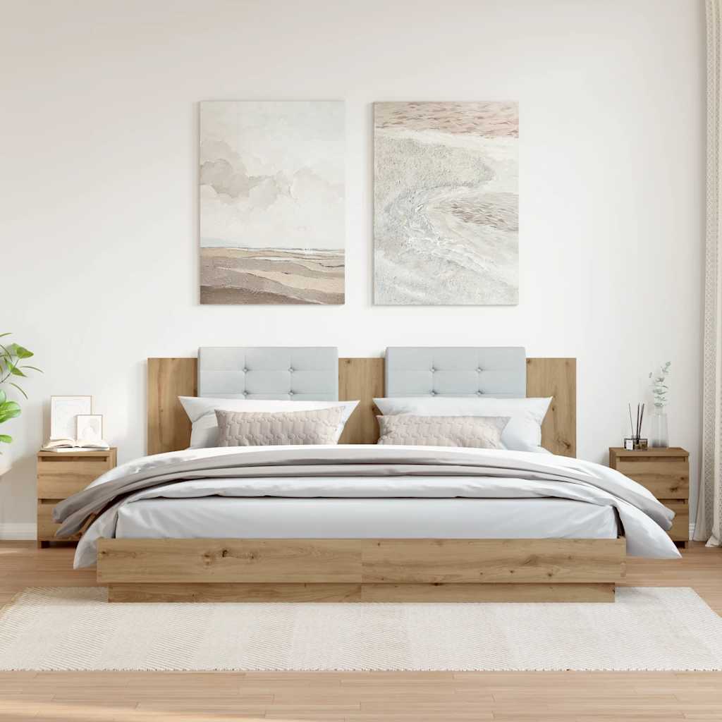 Κομοδίνα 2 τεμ.Αρτισιανή Δρυς 30x30x40 εκ. Επεξ. Ξύλο