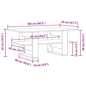 Τραπεζάκι Σαλονιού Αρτισιανή Δρυς 102x55x42εκ. Επεξ. Ξύλο - Pakobazaar