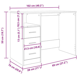 Γραφείο Αρτισιανή Δρυς 102x50x76 εκ. από Επεξεργασμένο Ξύλο - Pakobazaar