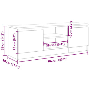 Έπιπλο Τηλεόρασης Αρτισιανή Δρυς 102x30x36 εκ από Επεξεργ. Ξύλο - Pakobazaar