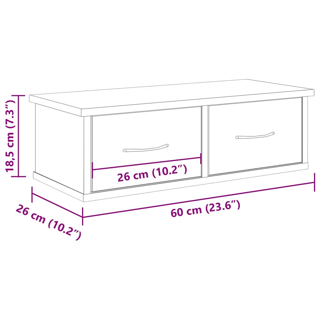 ντουλάπι τοίχου  Παλιό ξύλο 60x26x18,5 cm Κατασκευασμένο ξύλο - Pakobazaar