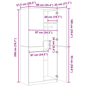 Ντουλάπα Παλιό Ξύλο 90 x 52 x 200 εκ. από Μοριοσανίδα - Pakobazaar