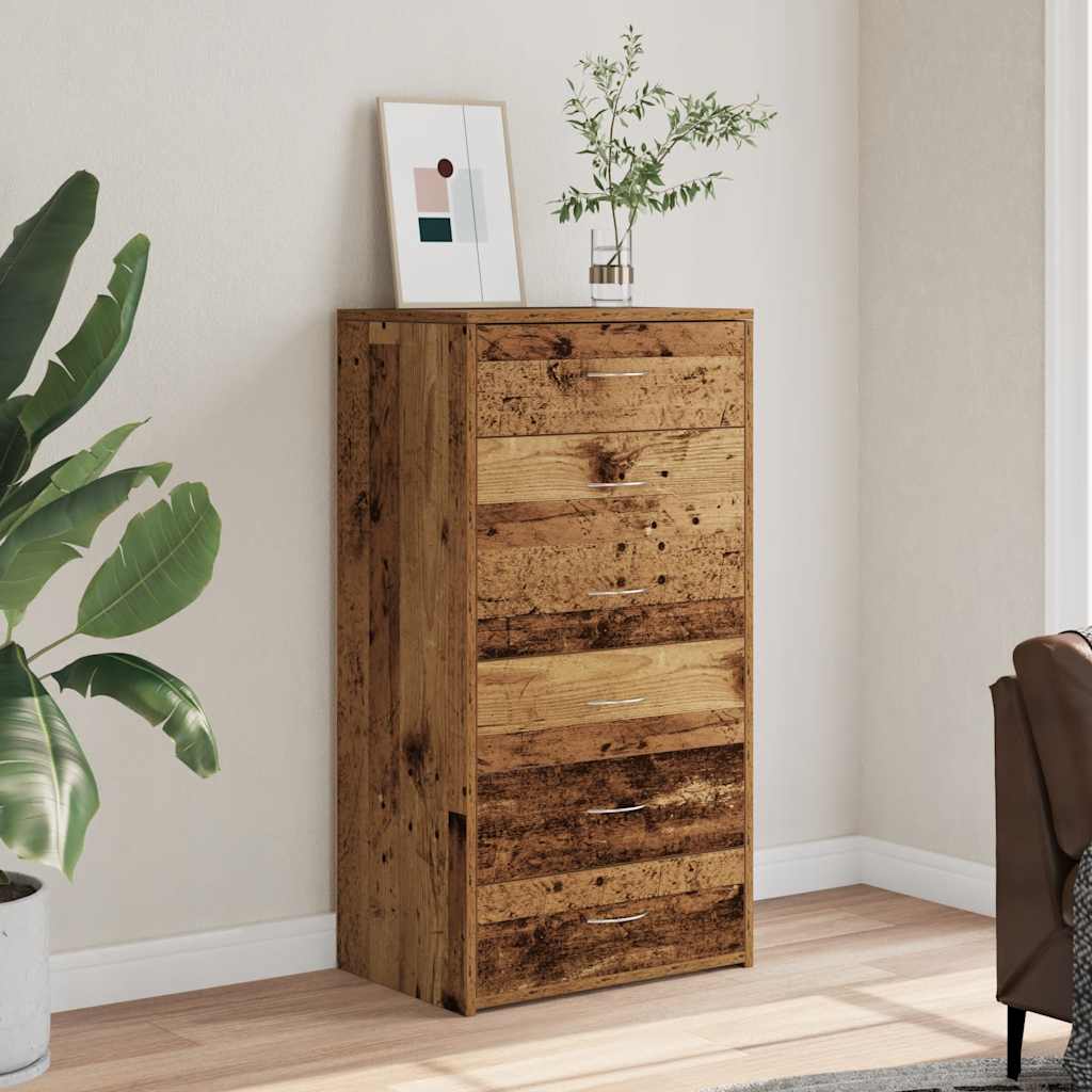 Sideboard με 6 συρτάρια Παλαιό ξύλο 50x34x96 cm Ξύλο μηχανής - Pakobazaar