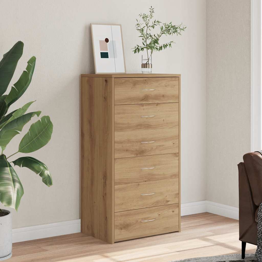Συρταριέρα με 6 Συρτάρια Τεχνίτης Δρυς 50x34x96 εκ. Μοριοσανίδα