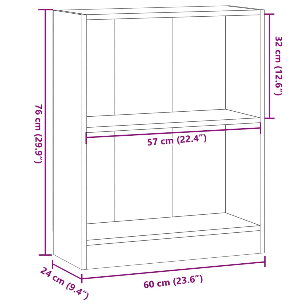 Βιβλιοθήκη Αρτισιανή Δρυς 60x24x76 εκ. από Επεξεργασμένο Ξύλο - Pakobazaar