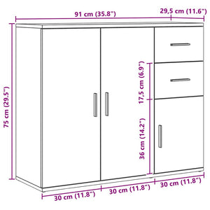 Μπουφές από Τεχνητό Δρυς 91x29,5x75 εκ. από Τεχνητό Ξύλο