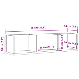 Ράφι Τοίχου για CD Παλιό Ξύλο 75 x 18 x 18 εκ. Μοριοσανίδα - Pakobazaar