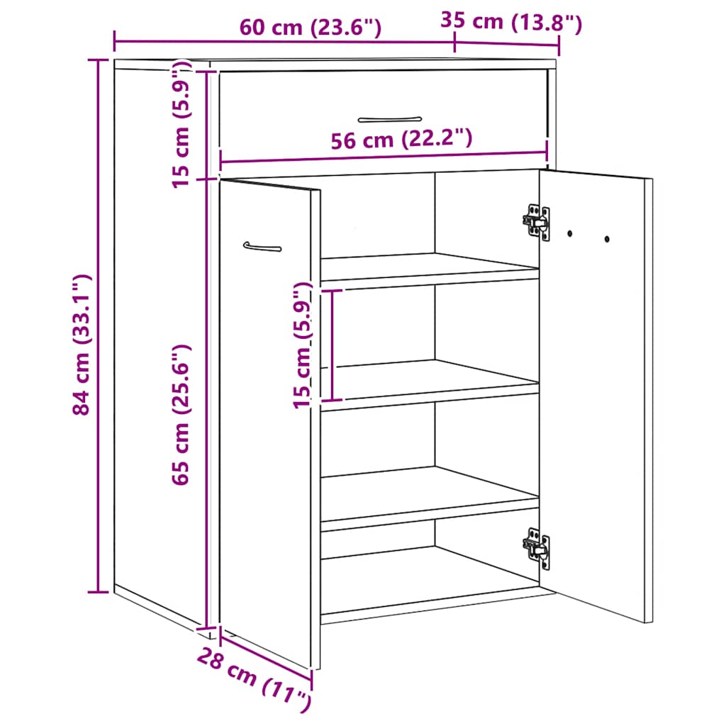 Παπουτσοθήκη Αρτισιανή Δρυς 60x35x84 εκ. Επεξεργασμένο Ξύλο - Pakobazaar