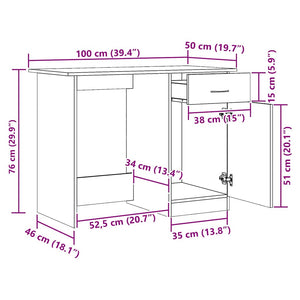 Γραφείο Αρτισιανή Δρυς 100x50x76 εκ. από Επεξεργασμένο Ξύλο