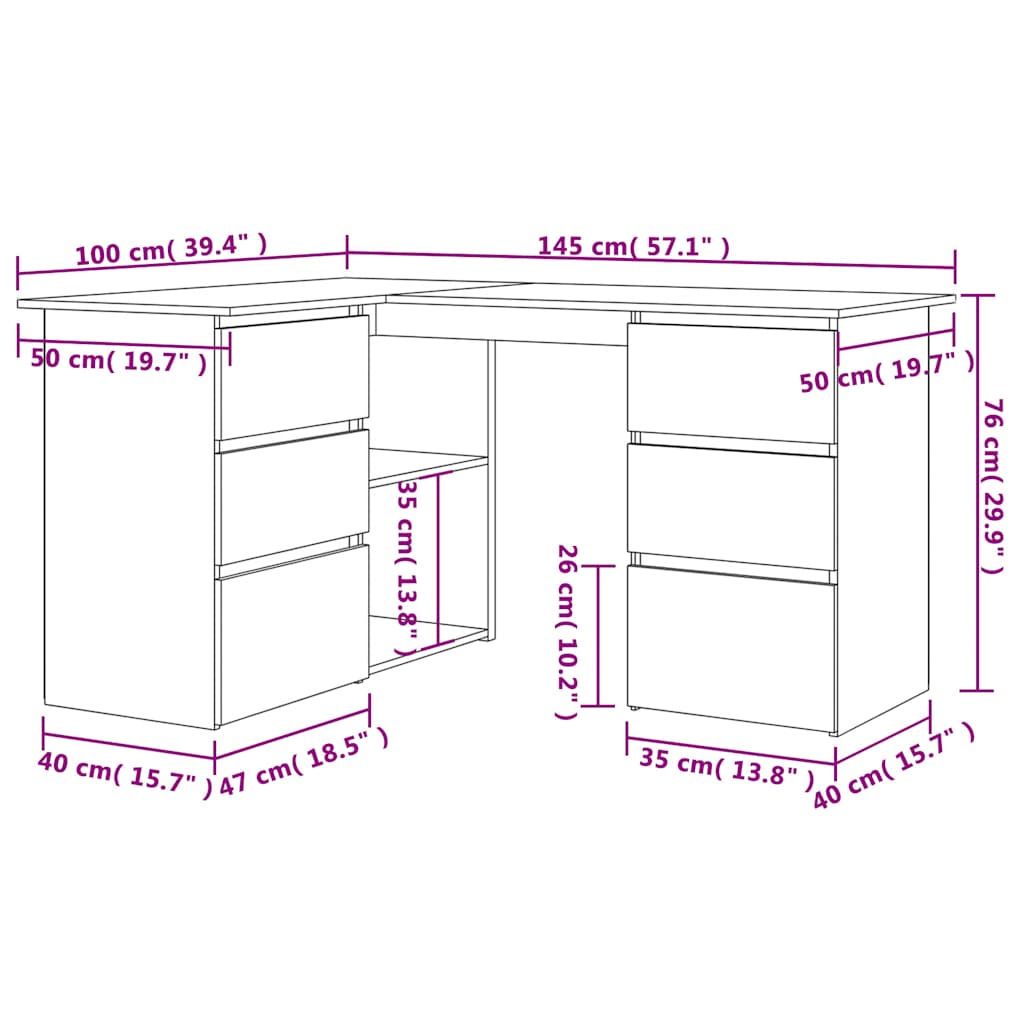 Γωνιακό γραφείο Artisan Oak 145x100x76 cm Κατασκευασμένο ξύλο - Pakobazaar
