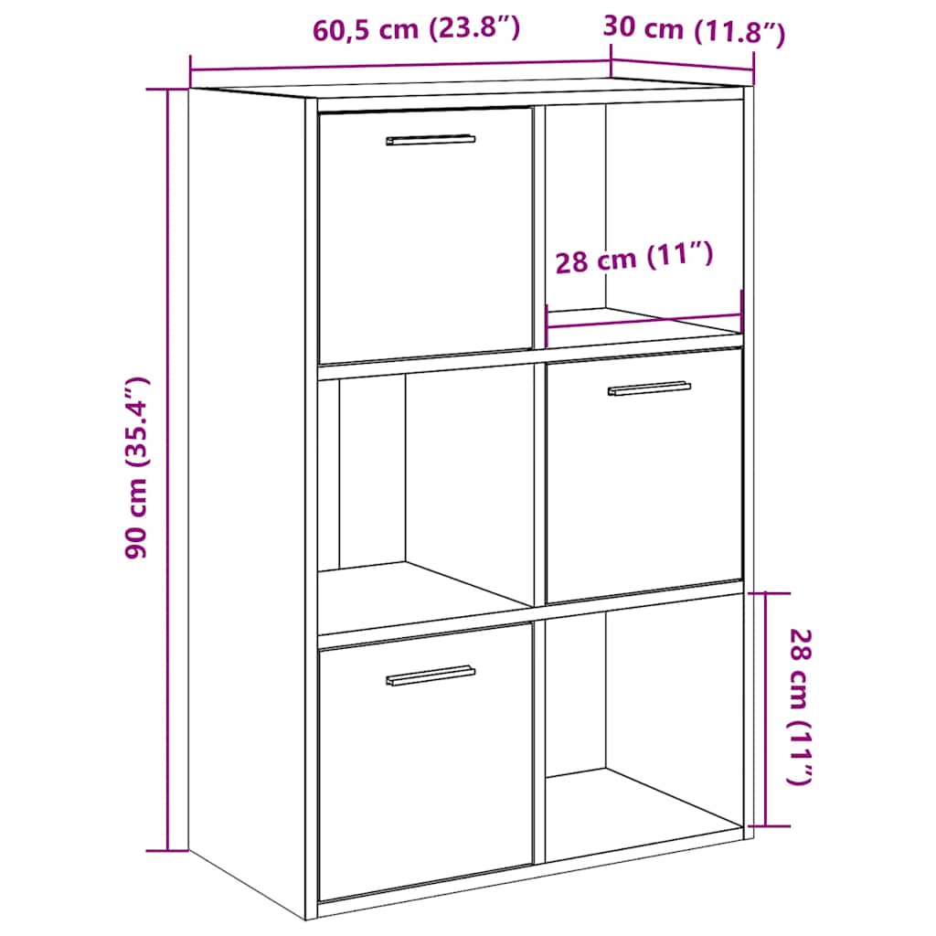 Βιβλιοθήκη Τεχνίτης Δρυς 60,5x30x90 εκ. Επεξεργασμένο Ξύλο
