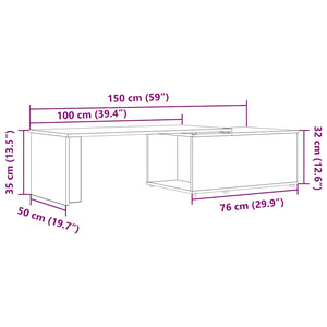 Τραπεζάκι σαλονιού Artisan Oak 150x50x35 cm Κατασκευασμένο ξύλο - Pakobazaar