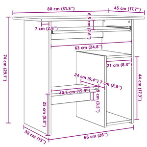 Γραφείο Αρτισιανή Δρυς 80x45x74 εκ. από Επεξεργασμένο Ξύλο - Pakobazaar